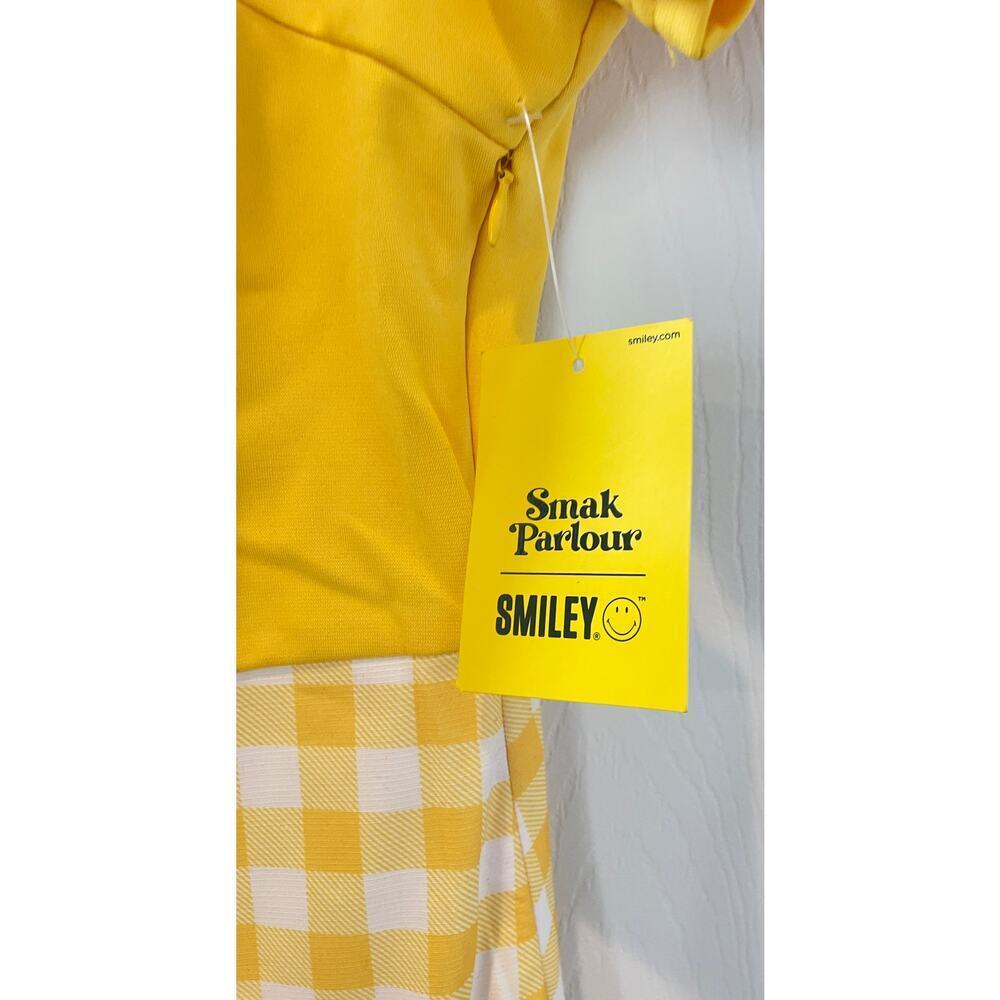 Unique Vintage X Smiley Yellow Gingham Mini Dress with Flowers #47 - Picture 4 of 10